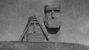 Nagorno-Karabakh -- Stylized image of the "Tatik and Papik" monument, 16May2024