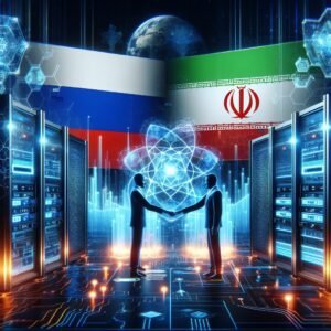 Armenia -- AI Generated illustration of the agreement between Iran and Russia on cooperating over cyber security, Yerevan, 23Jan2025