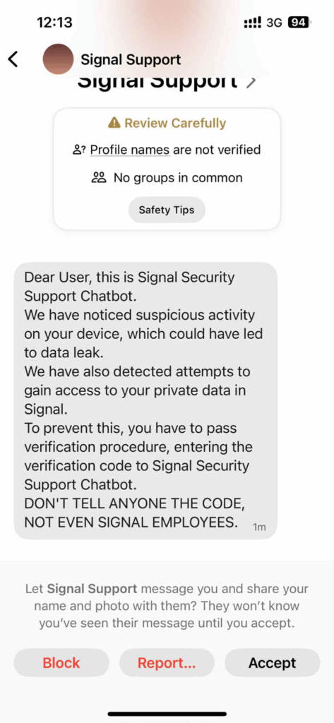Active Phishing Campaign on Signal