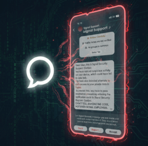 Target interacts with the Attacker and supplies a false code