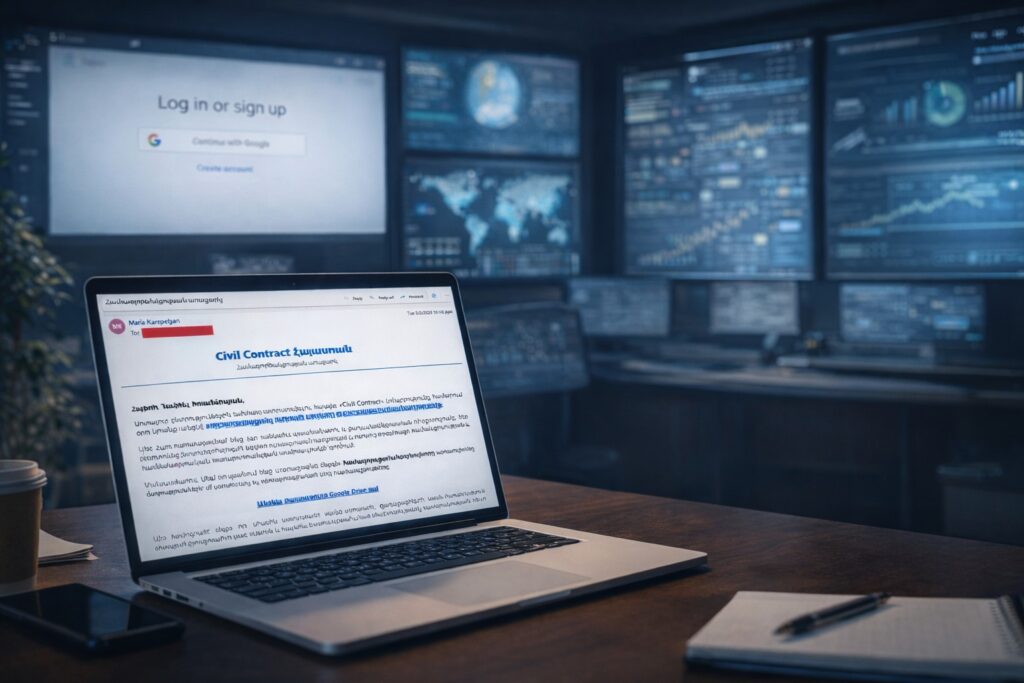 Armenia -- AI-generated illustration depicting a suspected phishing email, Yerevan, 05Mar2026